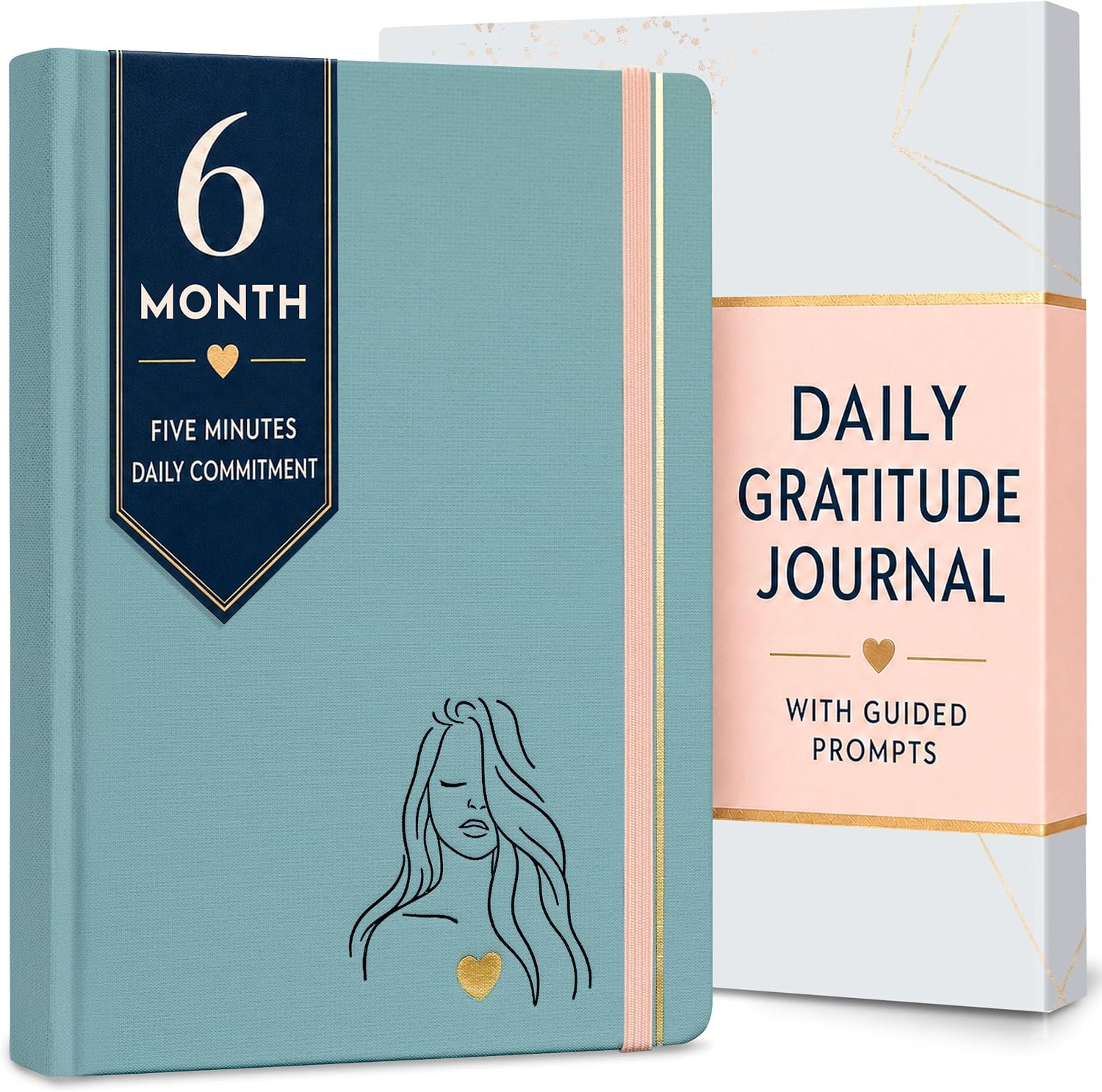 Gratitude Journal for Women, 6-Month Guided Daily Prompts, Fabric Hardcover