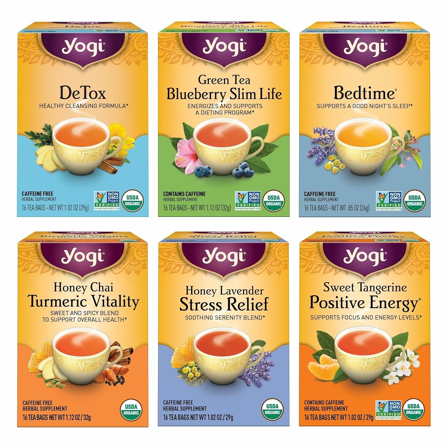 Yogi Favorites Variety Pack, 16 Tea Bags (6 Pack)