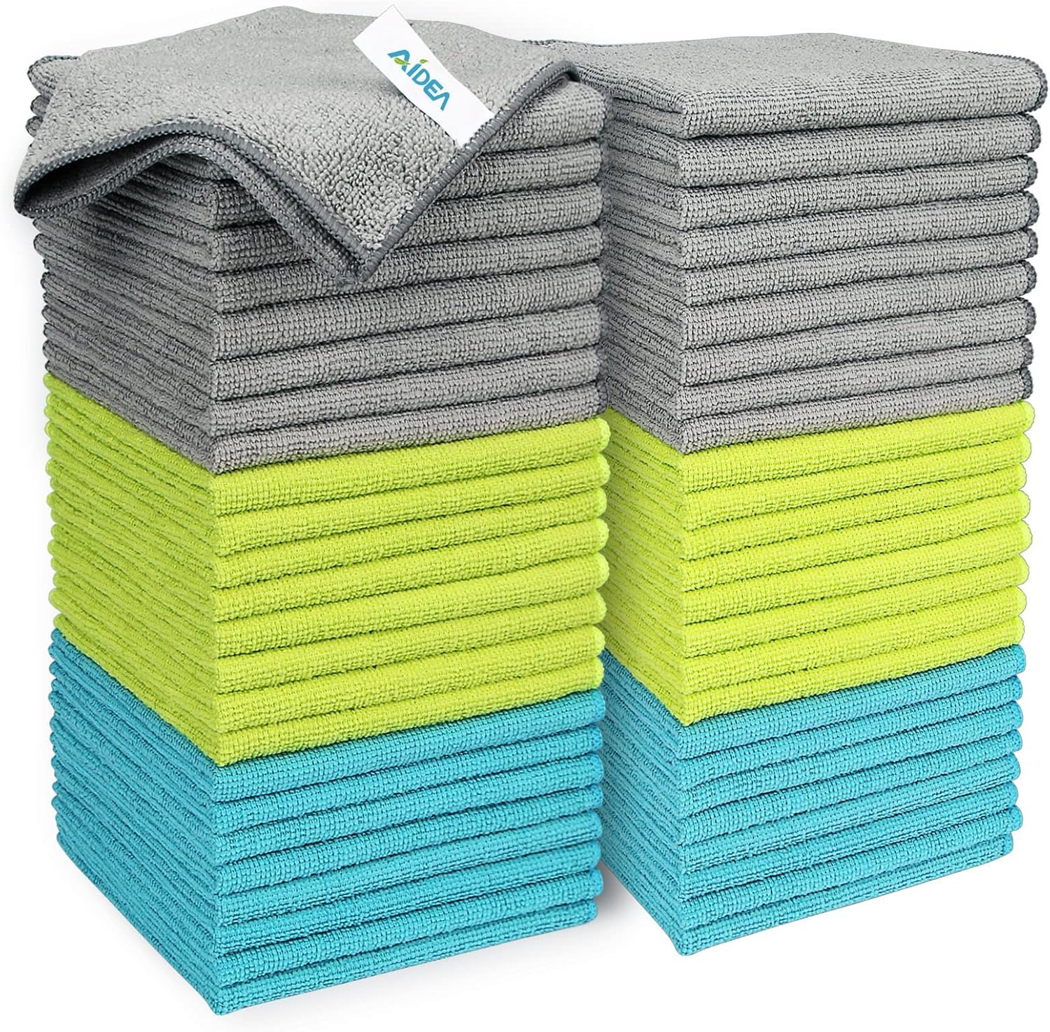 AIDEA Microfiber Cleaning Cloth-50PK, Microfiber Towels for Cars 12″x12″