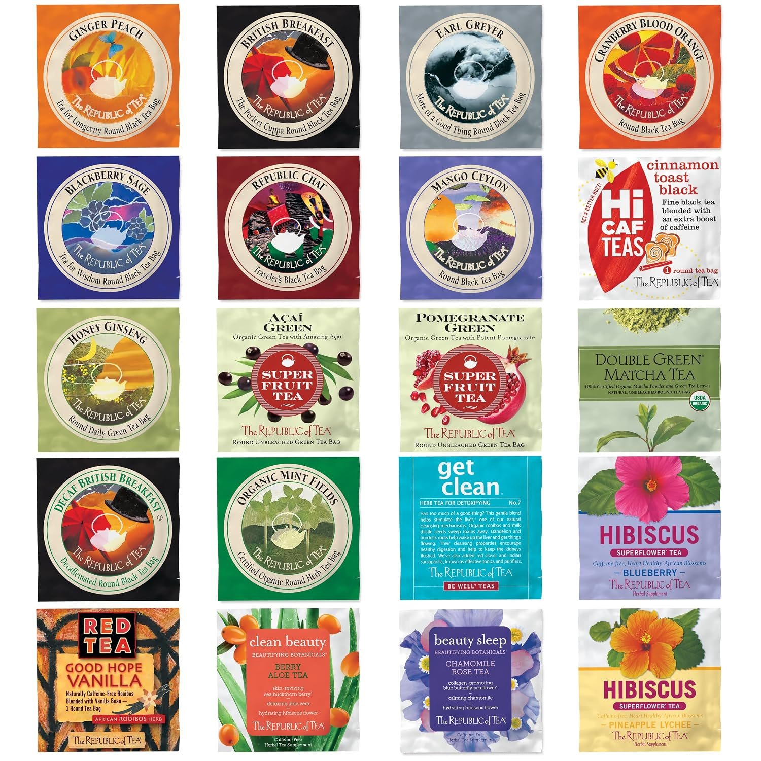 The Republic of Tea Premium Assortment of Teas & Herbs, 40 Count