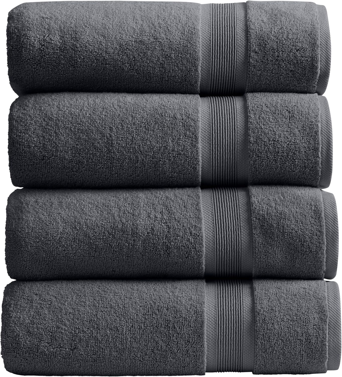 Springtree Home Luxury Bamboo Rayon Plush Bath Towel Set | 4-Pack | Grey