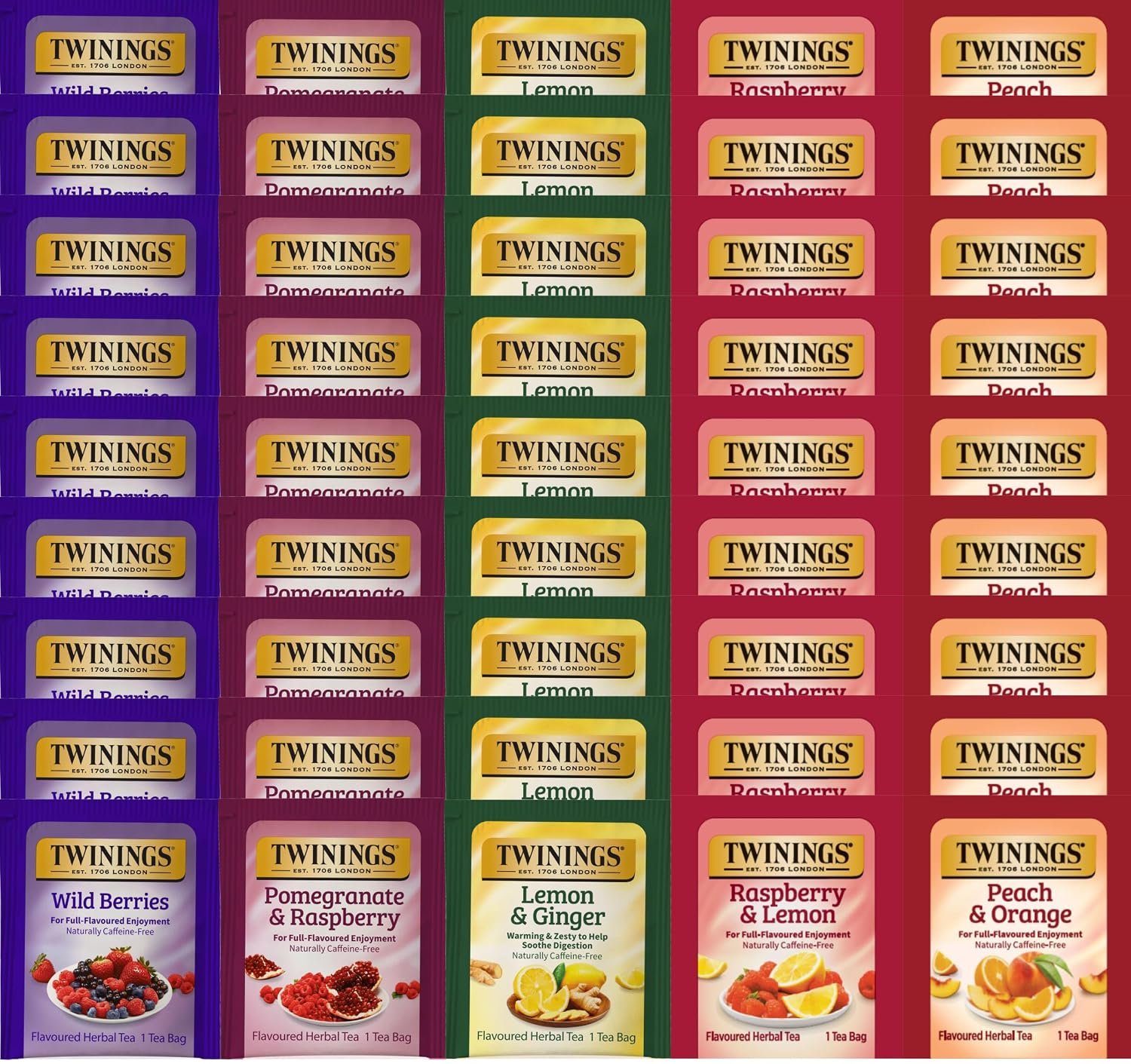 Twinings Fruity Herbal Assorted Caffeine Free Tea Bag Sampler (Pack of 45) Boxed Variety Gift Set