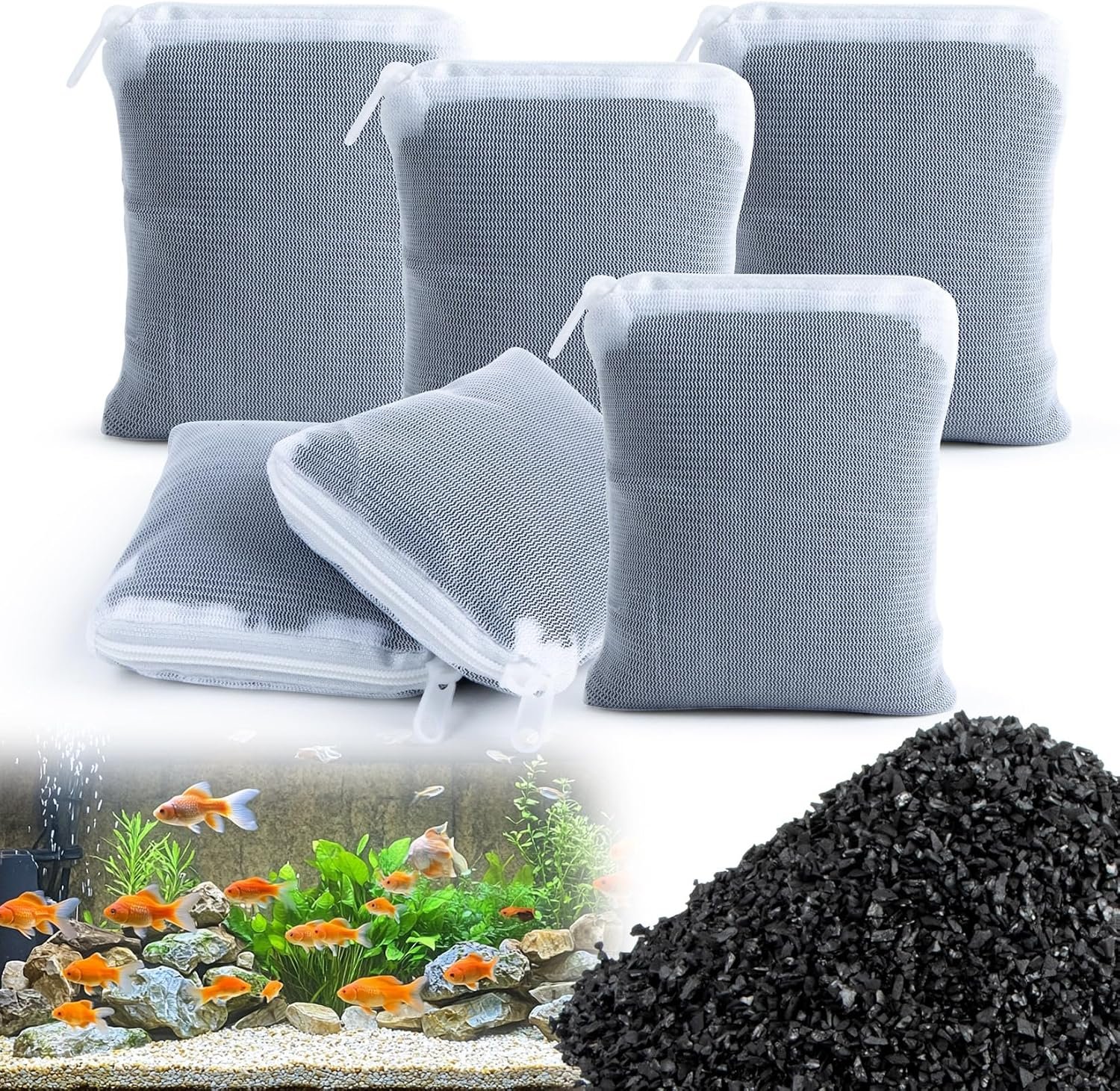 MAQIHAN Activated Charcoal Pellets – 1.7 LB Activated Carbon, 6 Nylon Bags