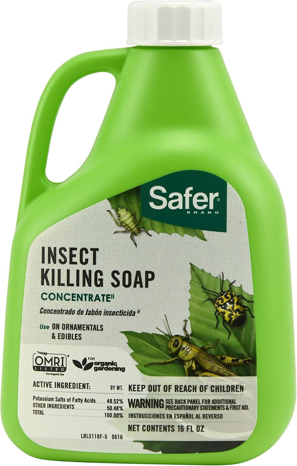 Safer 5118-6 Insect Killing Soap Concentrate – Insecticidal Soap for Plants – Kills Aphids, Whiteflies, Thrips, Spider Mites, and More – OMRI Listed for Organic Use – 6 Pack