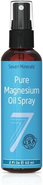 Seven Minerals Travel Size Pure Magnesium Oil – USP Grade Magnesium Spray, No Unhealthy Trace Minerals – from Ancient Underground Permian Seabed in USA, Free eBook Included (2 fl oz)