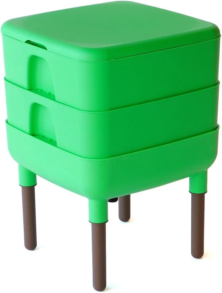 FCMP Outdoor – The Essential Living Composter, 2-Tray Worm Vermicomposter Bin (HF-LC4000v2-GRN) Green