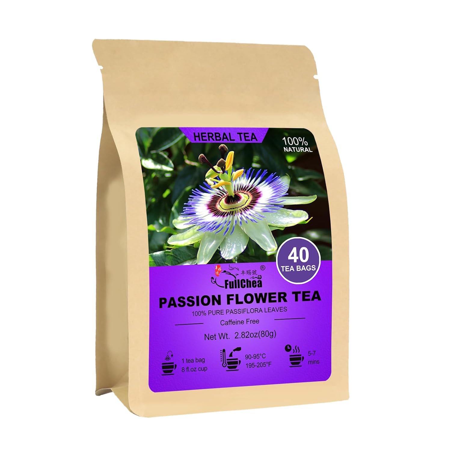 FullChea – Passion Flower Tea Bags, 40 Count, Te De Pasiflora