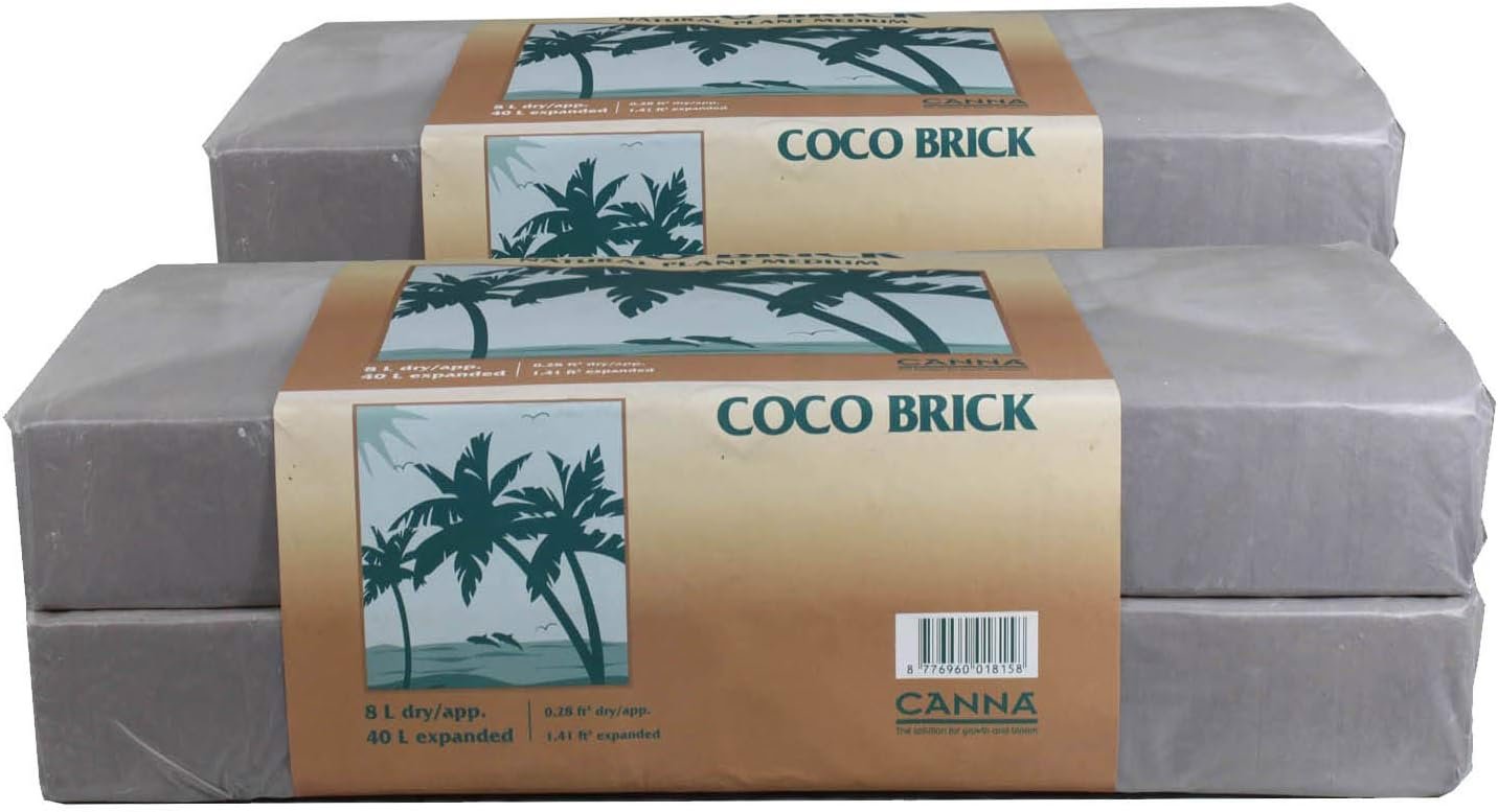 Canna Coco Brick 40L Expandable Natural Plant Medium Soil Substrate, 40 Liter Expanded – 8 Liter Dry, Reusable (2)