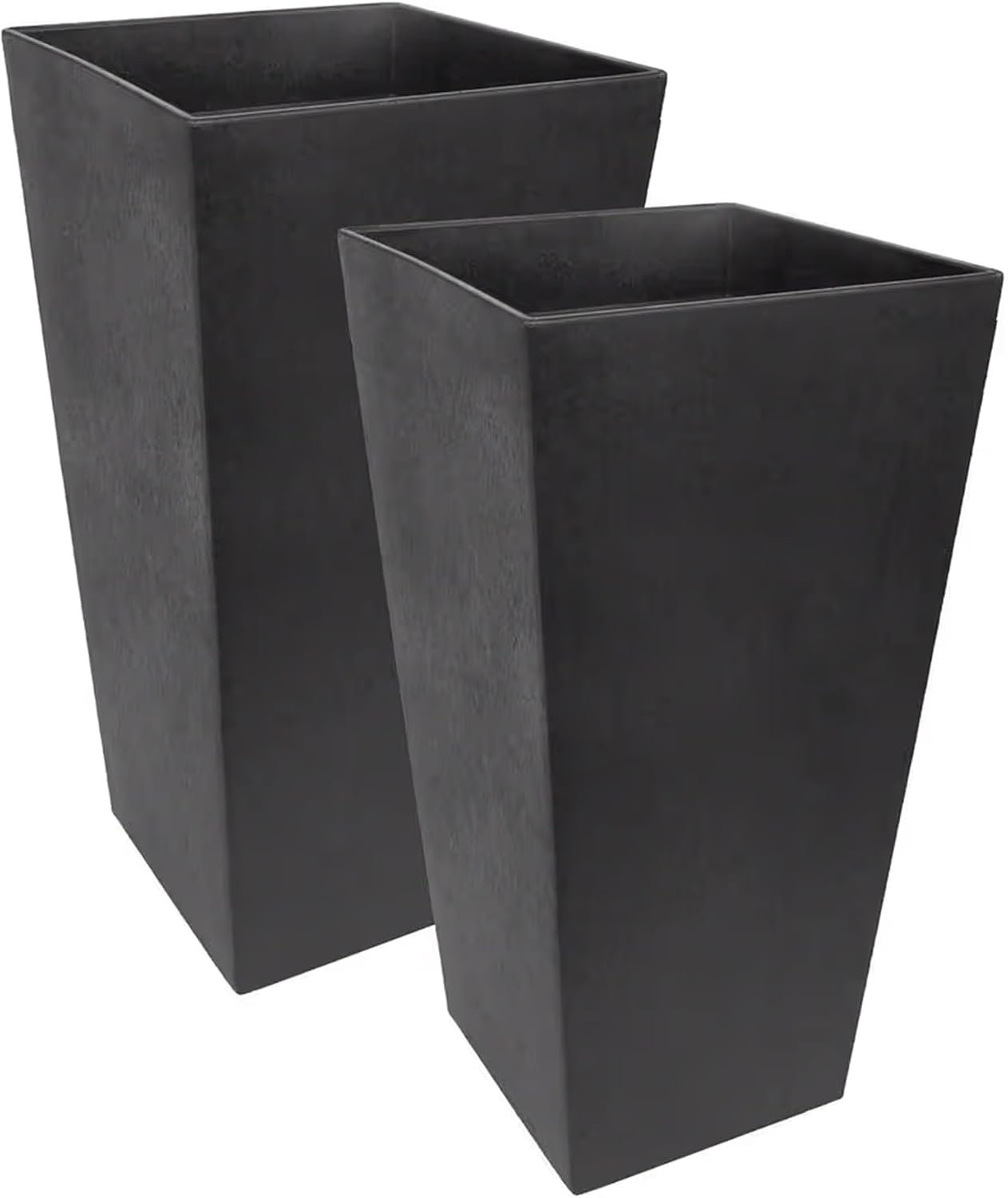 Tierra Verde 2-Pack Indoor & Outdoor Self-Watering Square Planters, Large, Sonata, Black – Planter Containers for Plants and Flowers – Gardening and Landscaping Accessories