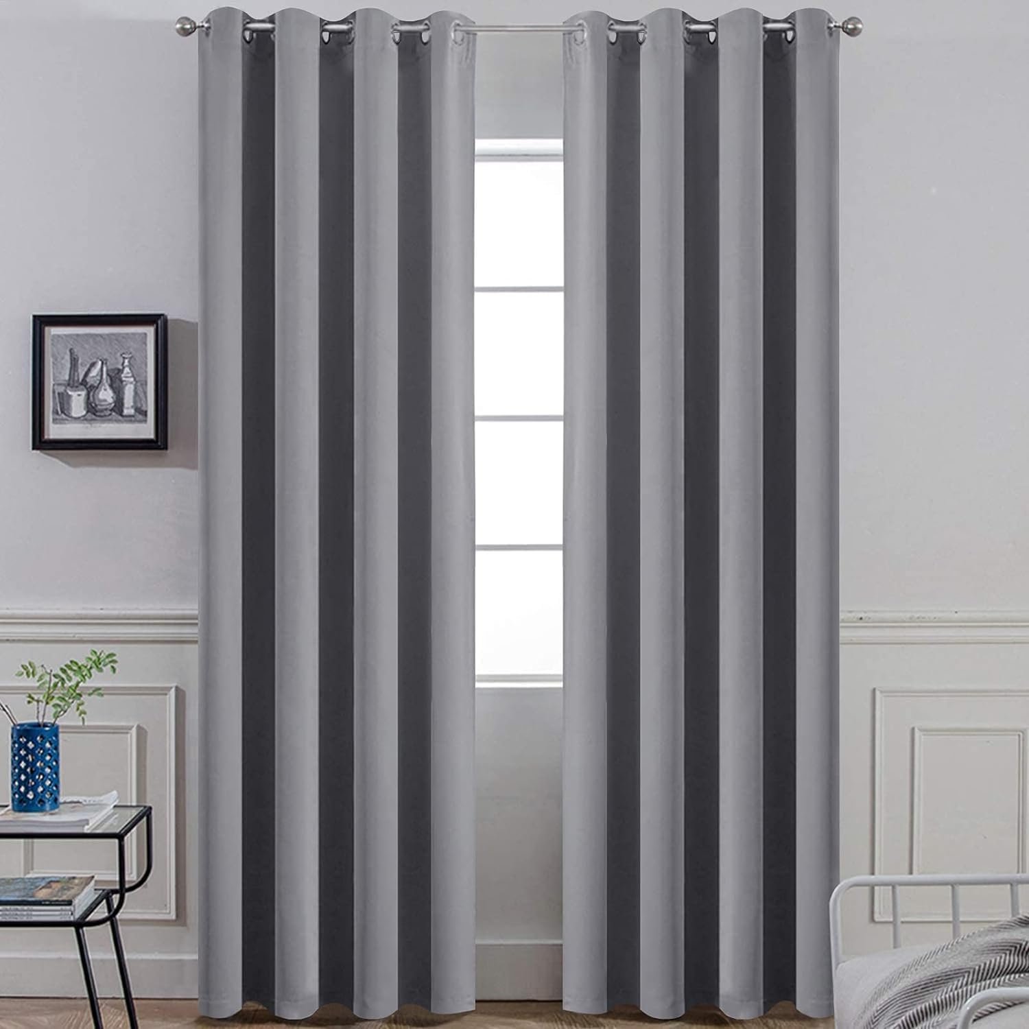 Yakamok Grey Room Darkening Curtains 52×84 inch Gray Grommet-Living Room