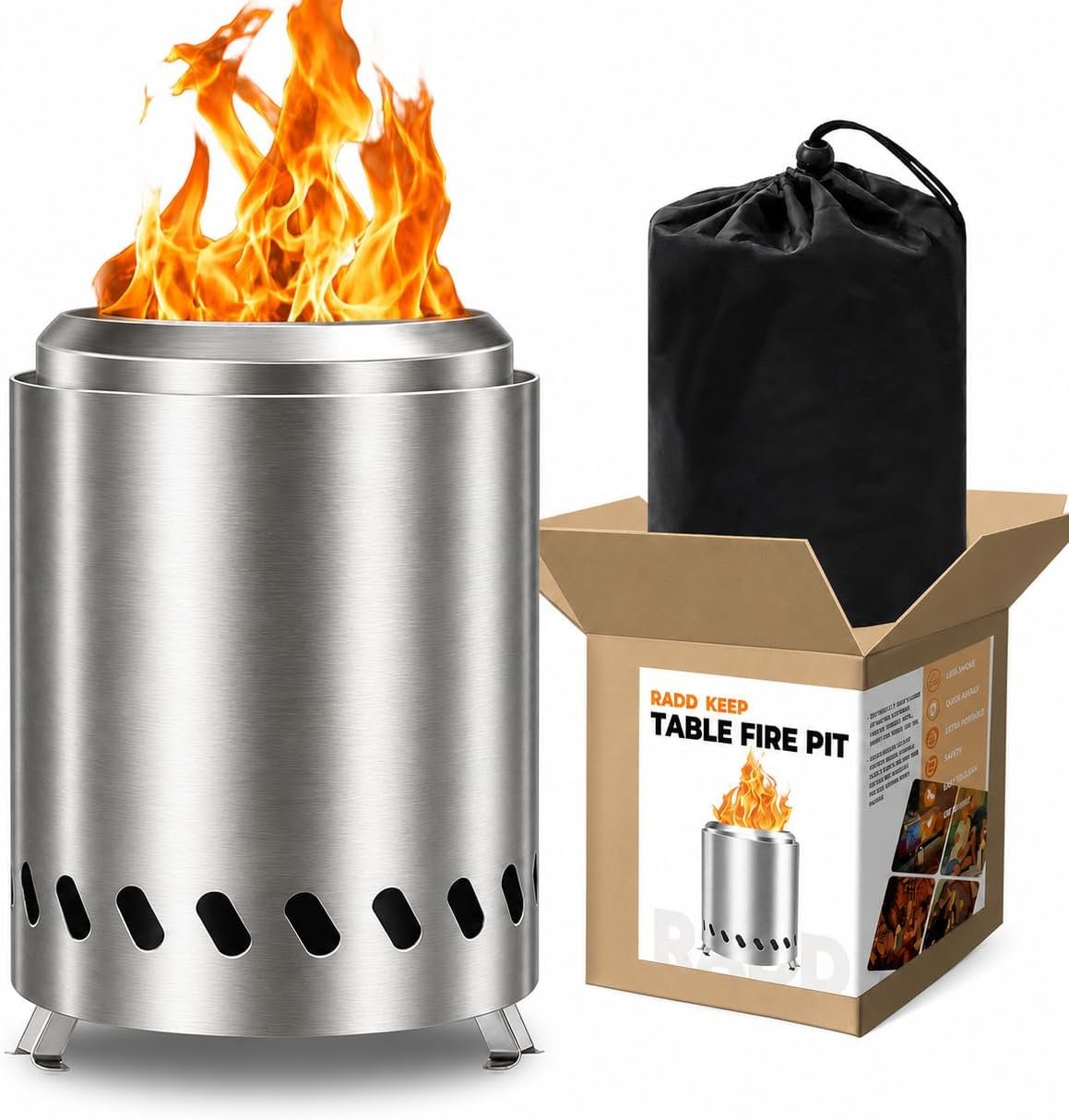 Tabletop Fire Pit, 6-Inch Smokeless Firepit for Wood & Pellets