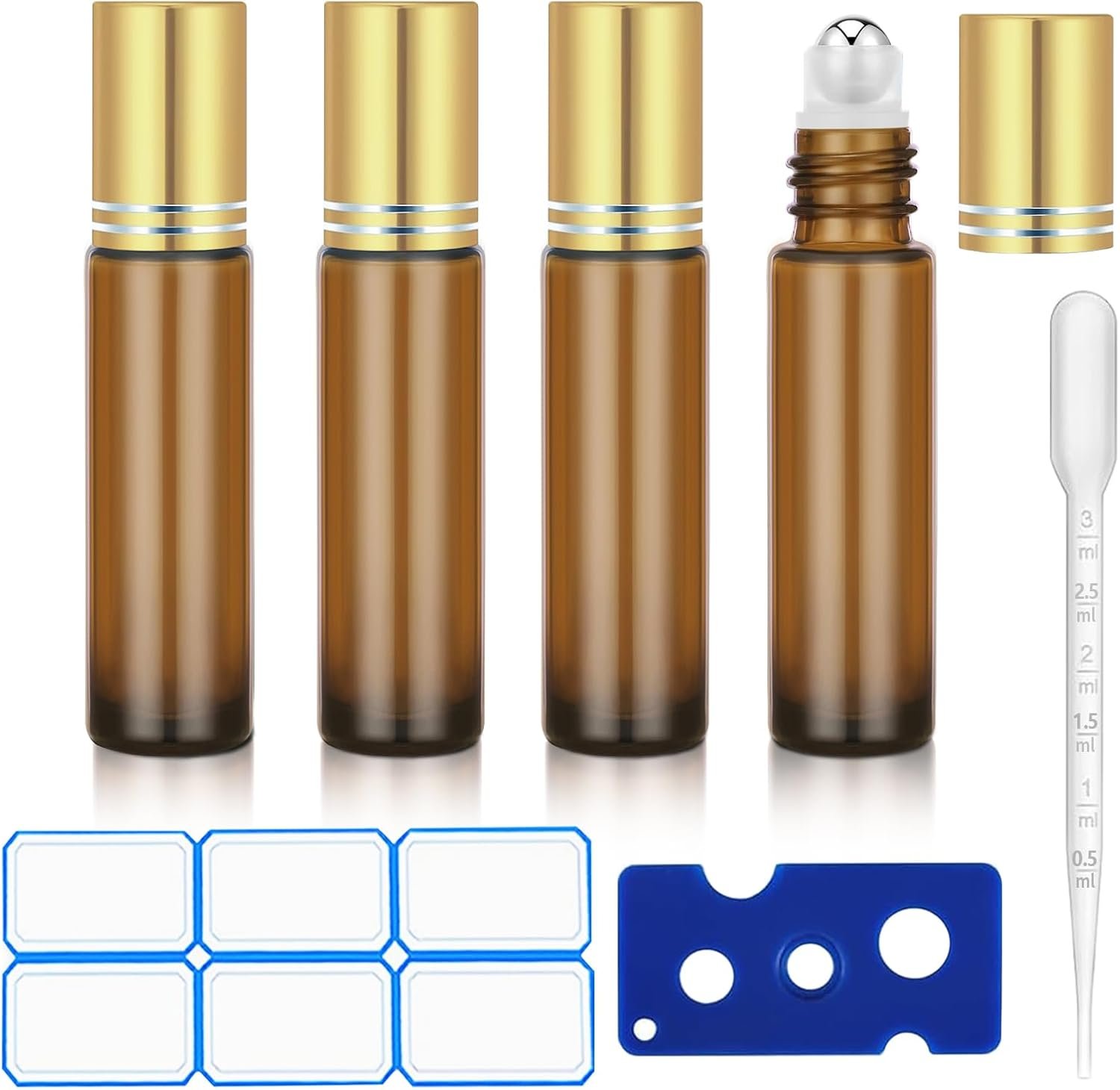 DTDNZKN 4 Pcs 0.34 Oz (10ml) Essential Oil Roller Bottles, Glass
