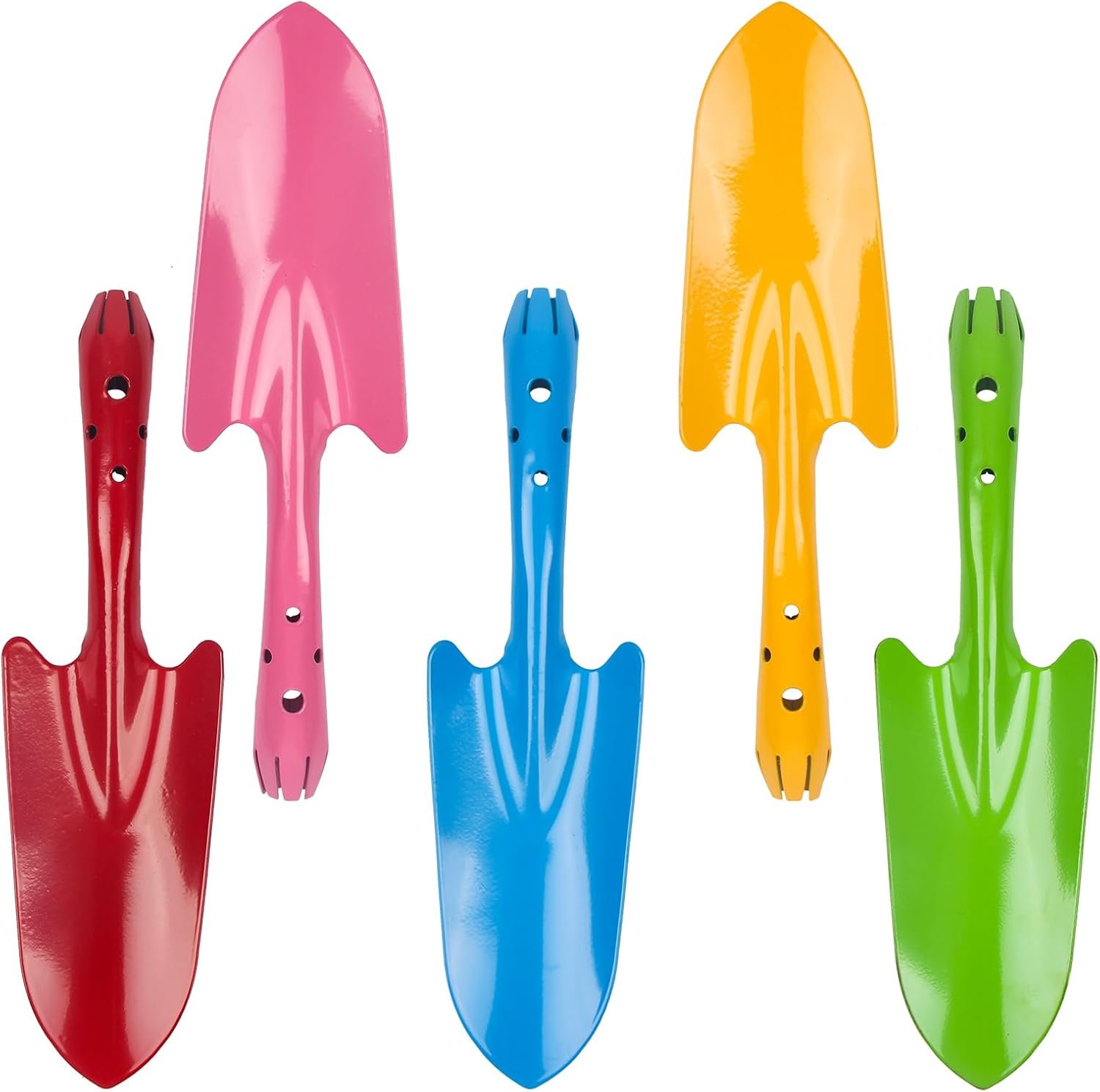 Mini Colorful Metal Hand Shovel, Trowel Set Garden Tools for Flower Soil Planting Digging Transplanting – Ideal Gardening Gift for Kids (Pack of 5)