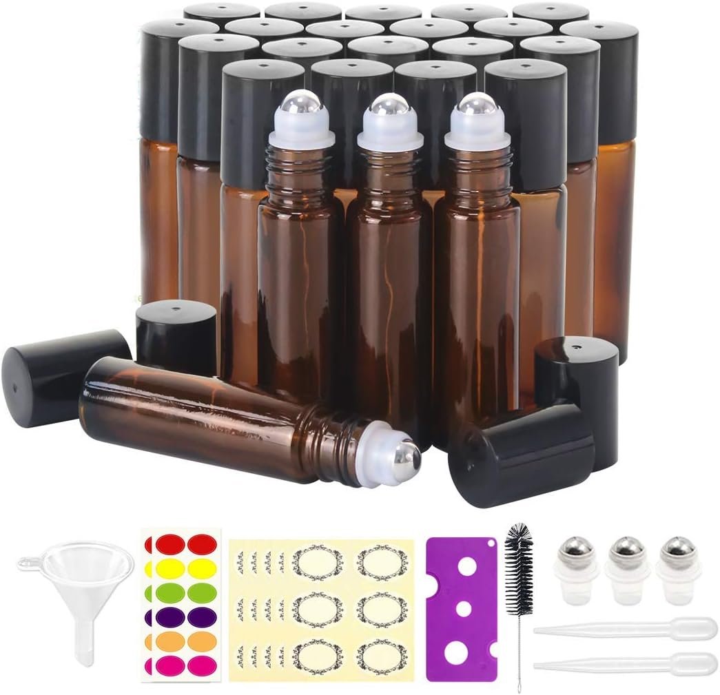 Mavogel 24 Pack 10ml Roller Bottles for Essential Oils