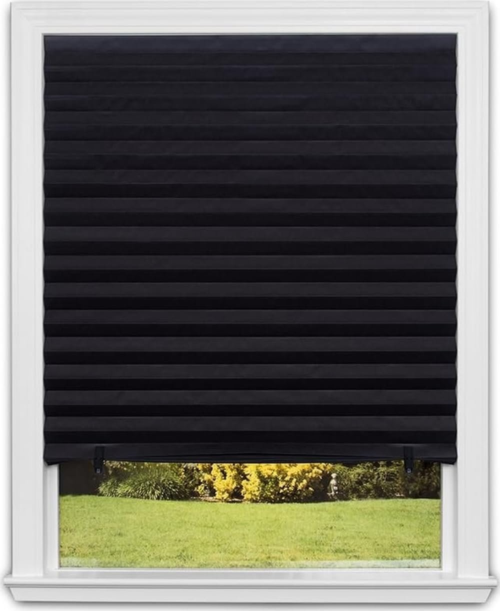 Redi Shade No Tools Original Blackout Pleated Paper Shade Black, 36″ W x 72″ L, 6 Pack