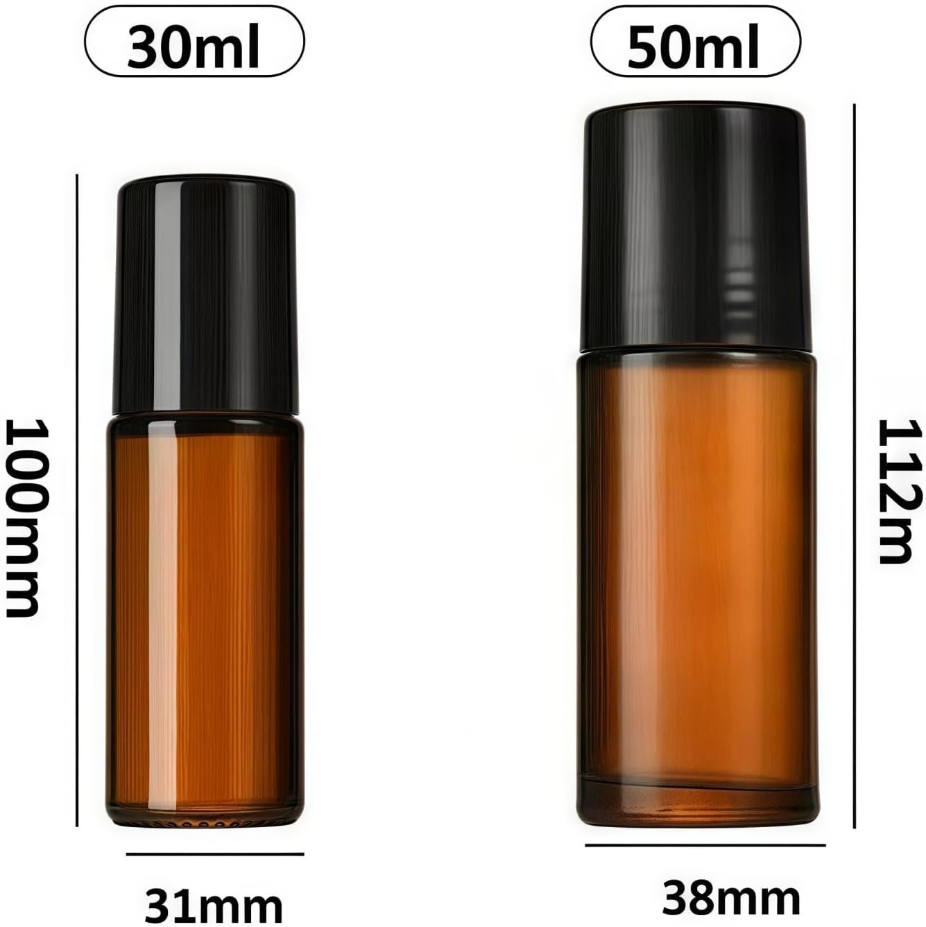 2 Pcs Brown 50ml Glass Essential Oil Roller Bottles Refillable Roll on Bottles Empty Deodorant Bottle, Refillable Containers Accessories, Containers Rollerball Bottles for Fragrance Roller Bottles