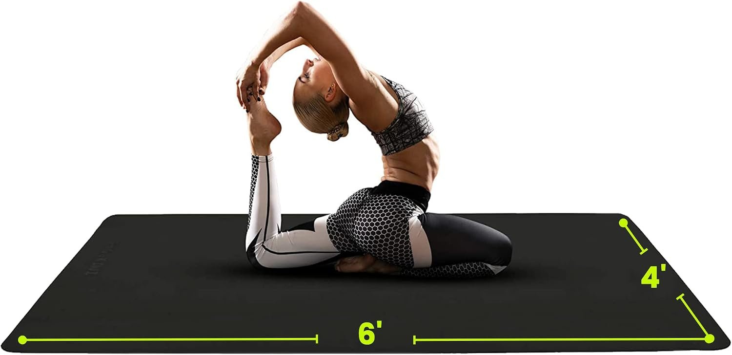 Gogokiwi Large Yoga Mat (6’x4′) – 1/4″ & 1/2″ Thick Exercise Mats for Home Workout, Extra Wide Workout Mats for Home Gym, Yoga, Pilates, Stretching, Floor & More