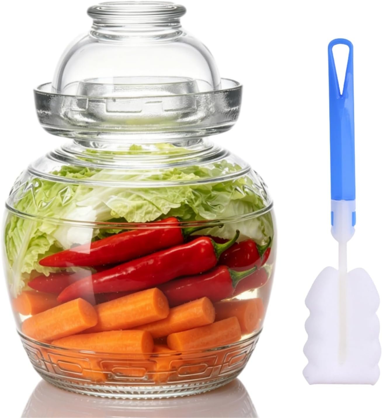 Fermentation Jar, 1.5 Liter Glass Pickle Jar with Water Seal Lid