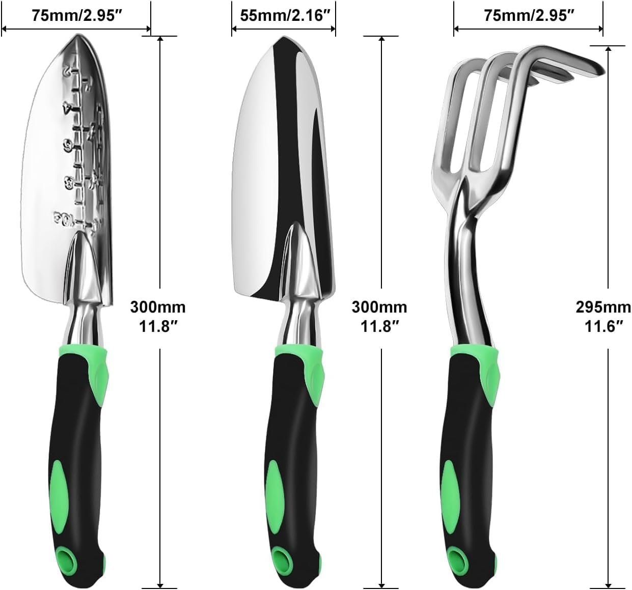 Garden Tool Set, 9 Pack Aluminum Heavy Duty Gardening Kit Includes Hand Trowel, Transplant Trowel and Cultivator Hand Rake with Soft Rubberized Non-Slip Ergonomic Handle, Garden Gifts