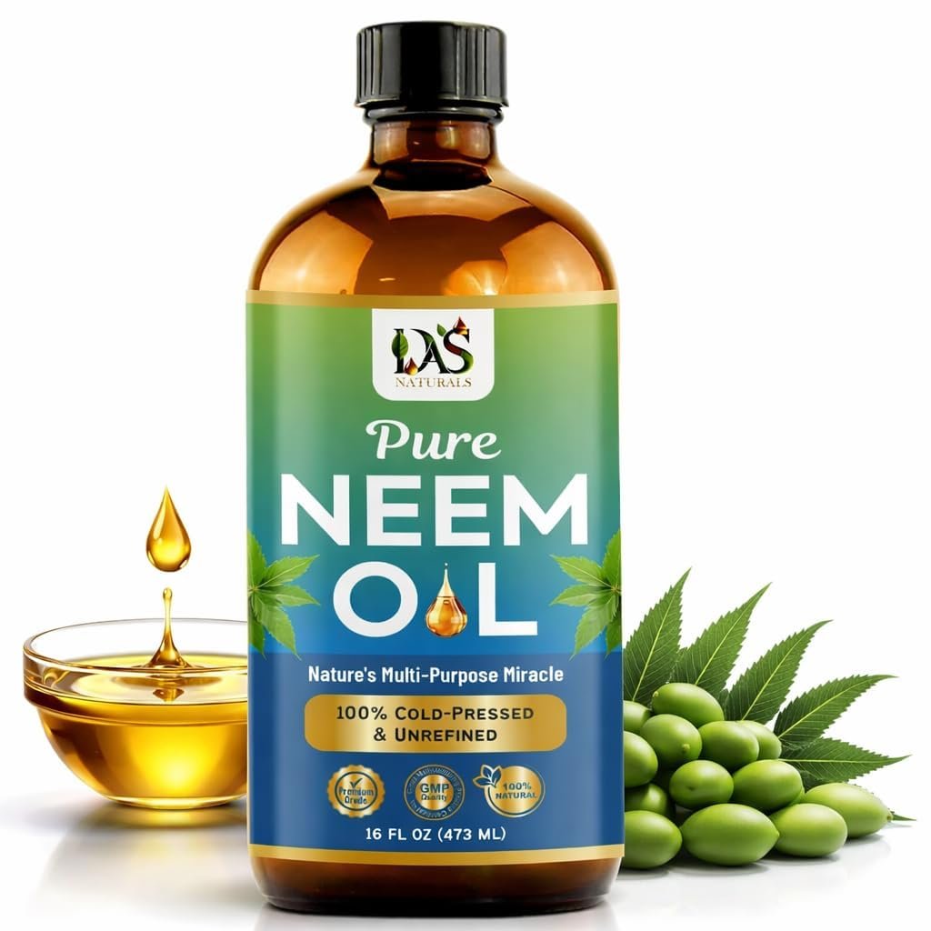 Neem Oil Cold Pressed, Pure Unrefined Concentrate, 16 Fl Oz