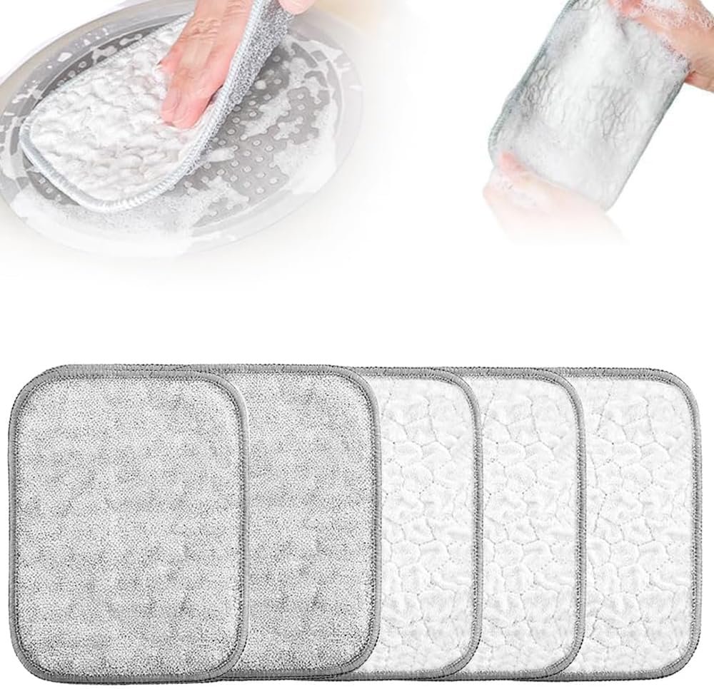 Multipurpose Wire Dishwashing Rags for Wet and Dry, 2026 New Powerful Cleaning Non Scratch Wire Dishcloth Rag, Double-Sided Steel Wire Scrubbing Cleaning Cloth for Kitchen Cookware, Sinks, Dishes (5)