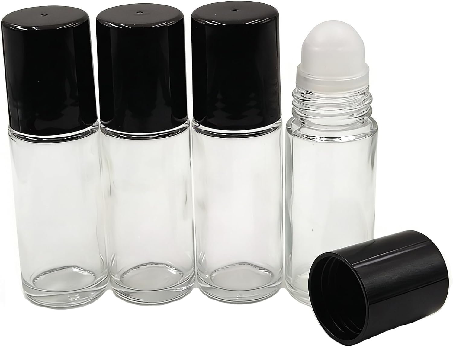 4Packs Glass Roller Bottles 30ml/1 Oz Plastic Roller Ball Cosmetics Oils Perfume Reusable Refillable