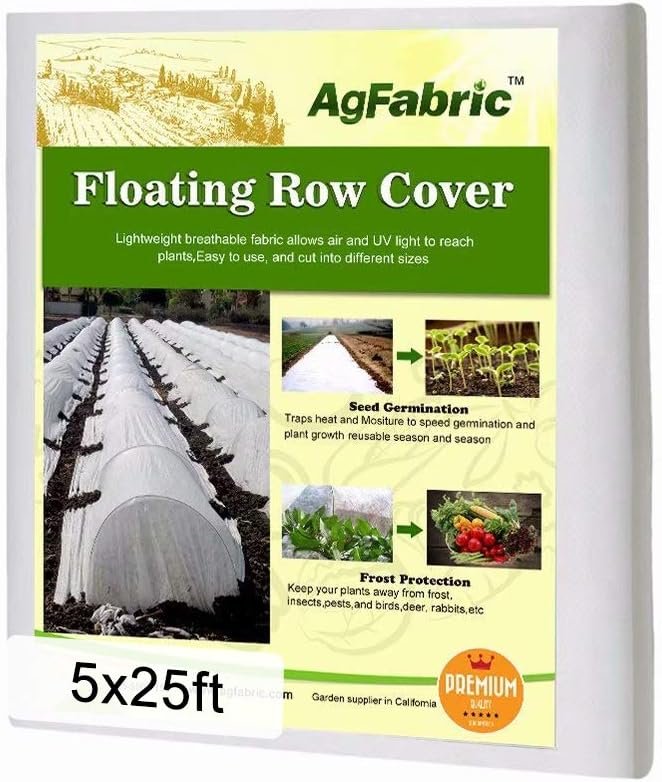 Agfabric Plant Covers Freeze Protection Frost Blankets for Plants 5’x25′ 0.9oz Floating Row Cover Garden Plant Cover Freeze Cloths for Plants Winter Frost Pests Protection,White
