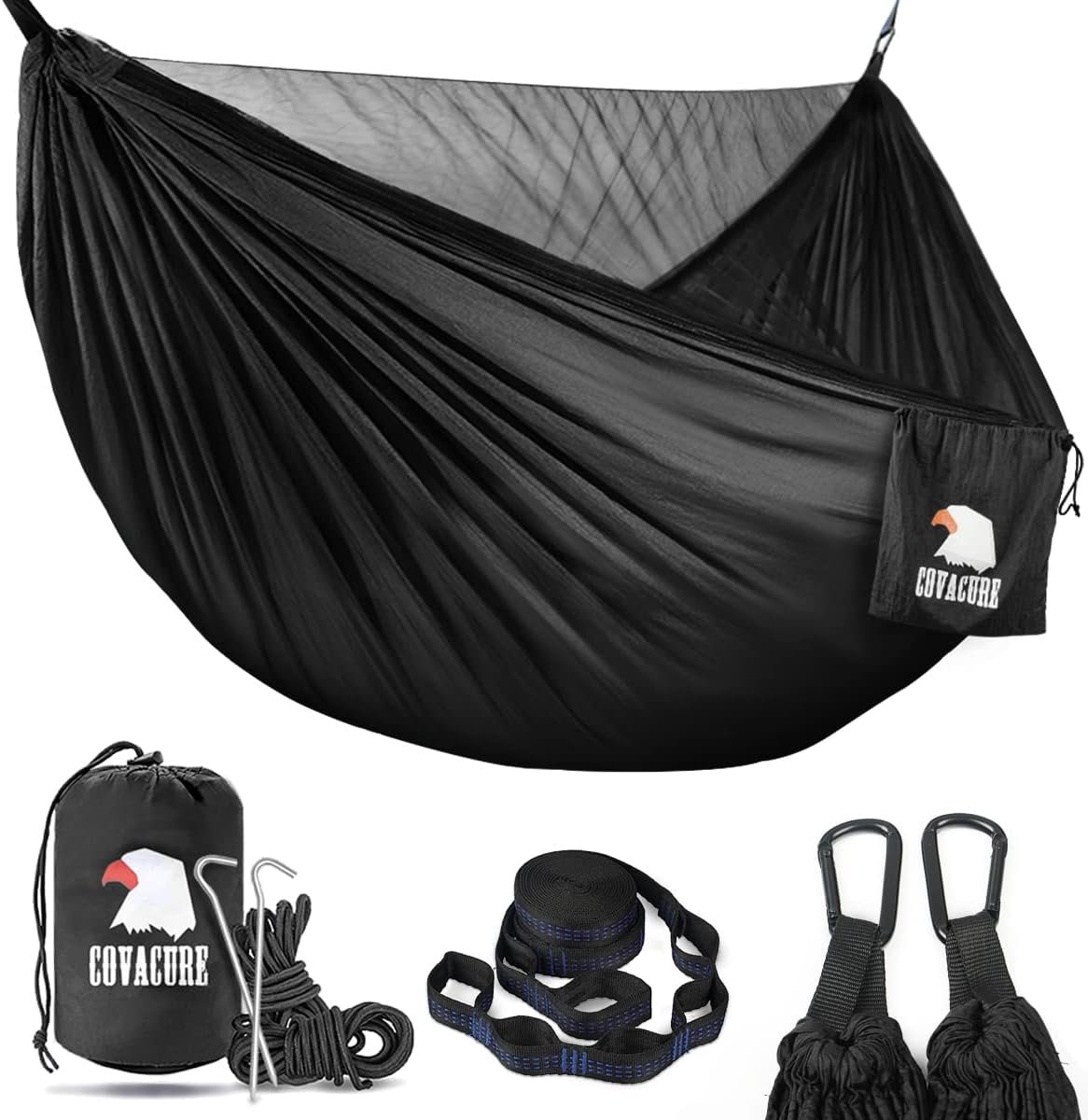 Covacure Camping Hammock, 772 lbs Capacity Double Hammock – Black