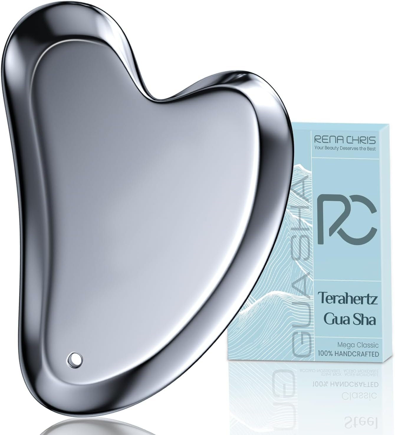Rena Chris Gua Sha Facial Tools, Terahertz Guasha Tool for Face- Gray