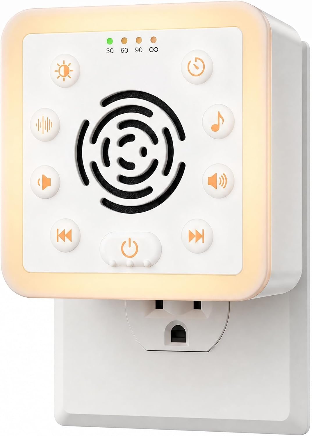 Zarler Wall Plug in White Noise Machine – Always On, No Batteries to Recharge, Noise Masking Sound Machine for Sleep, Office Privacy & Travel, 32 Volume Controls, 30 Soothing Sounds, Night Light