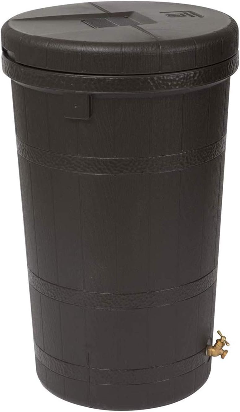 Good Ideas Rain Wizard Aspen Water Collection Barrel, 50 Gallon, Oak Brown