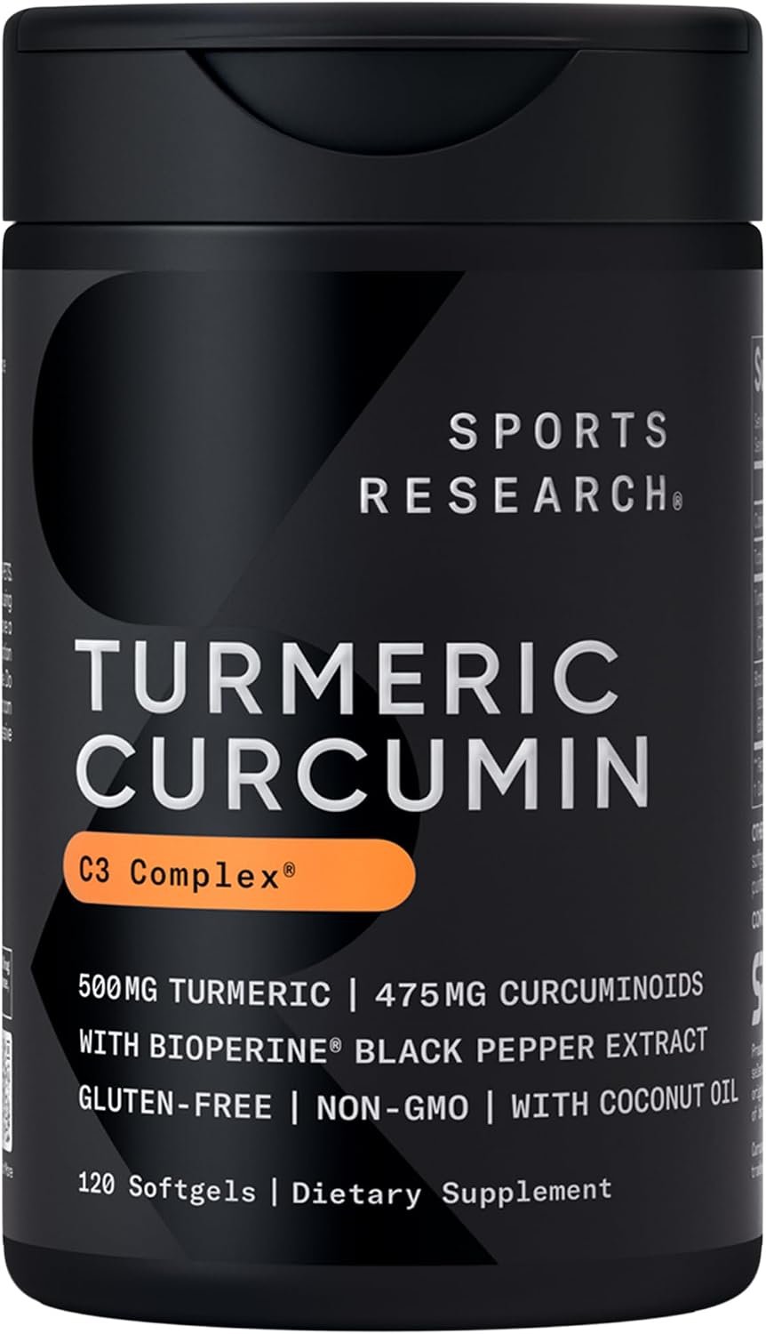 Sports Research® Turmeric Curcumin w/Coconut Oil & BioPerine® – 120 Count