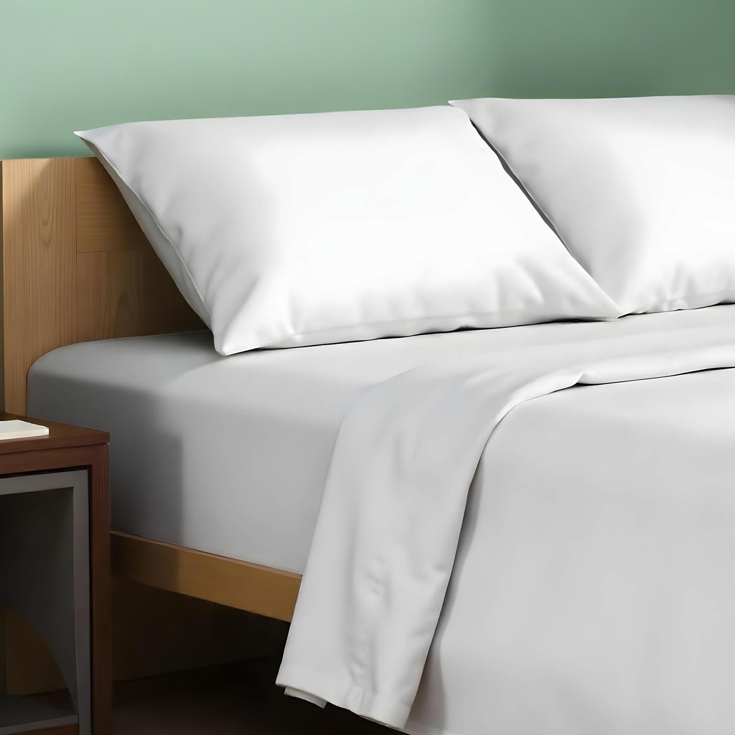 TEXAS LINEN CO. 100% Organic Cotton Percale Sheets King Size – 4 PC White Organic Sheets King Set, Soft, Crisp & Cooling, Fully Elasticized 16″ Deep Pocket Hotel Bedsheet Set – GOTS Certified