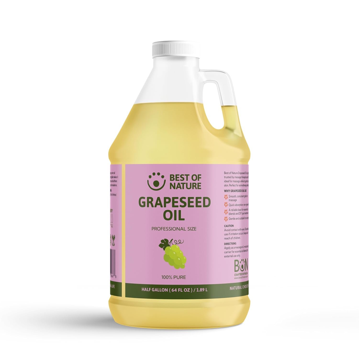 Best of Nature Grapeseed Oil, Lightweight Massage & Body Oil, 64 fl oz