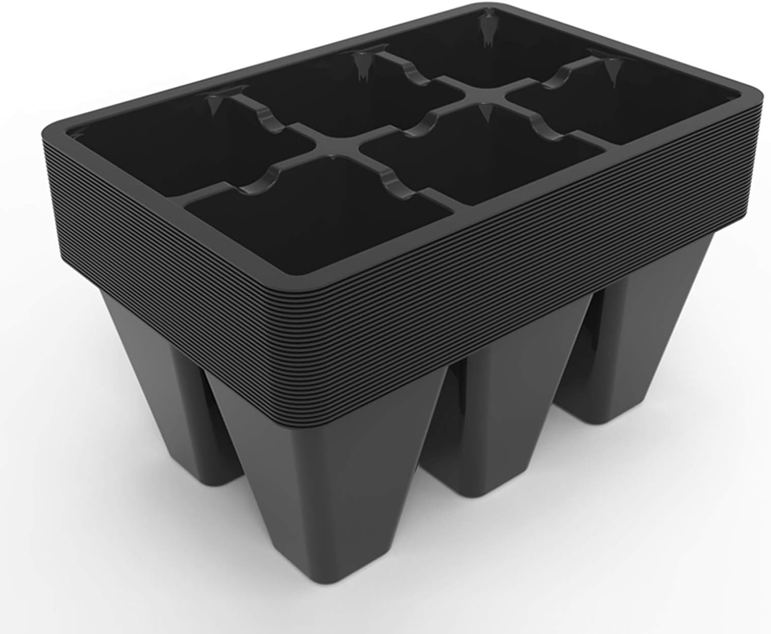 Gardzen 30 Pack 6-Cell Seed Starting Tray for Seedlings, Plant Starter Trays with Drainage Holes for Seed Germination, 5.4×3.7 inches, Black