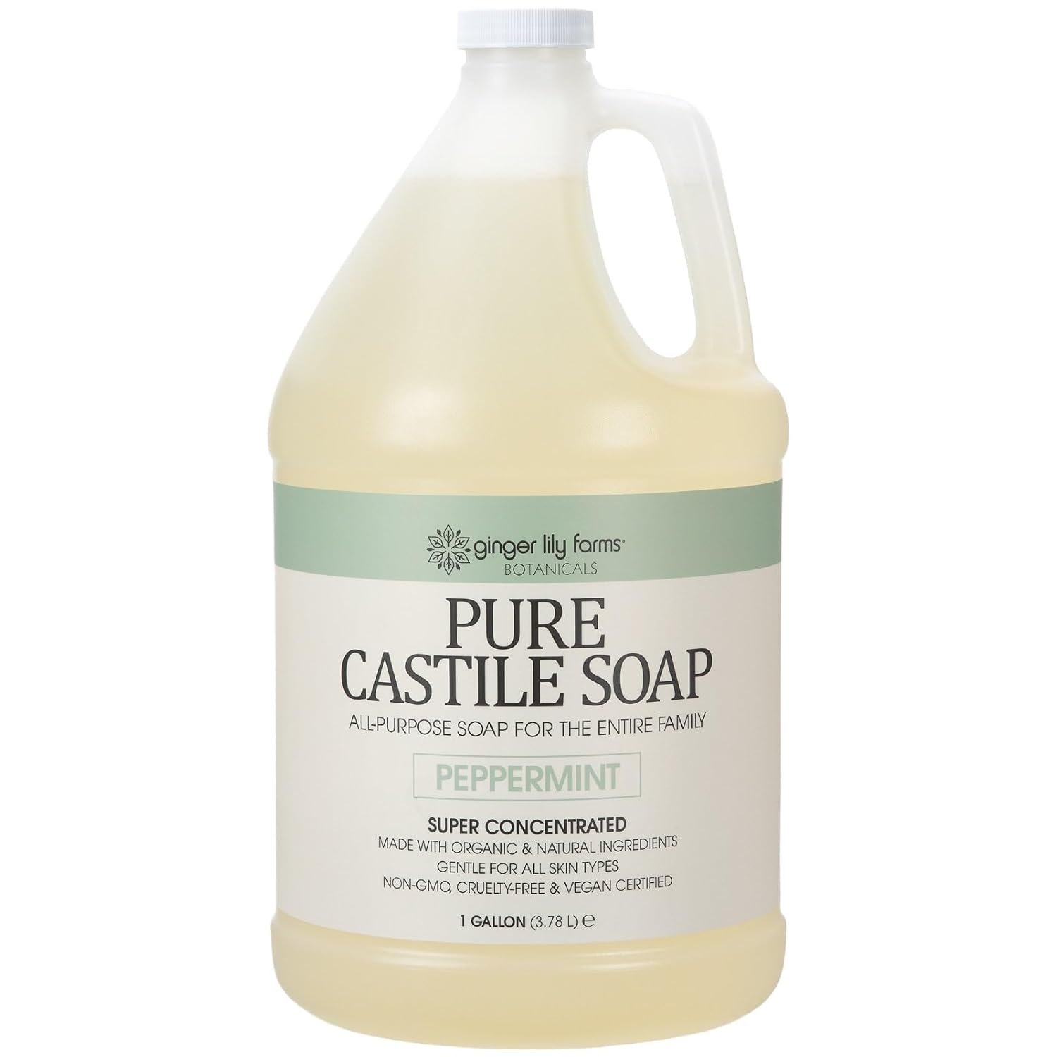 Ginger Lily Farms Pure Castile All-Purpose Soap, 128oz, Peppermint