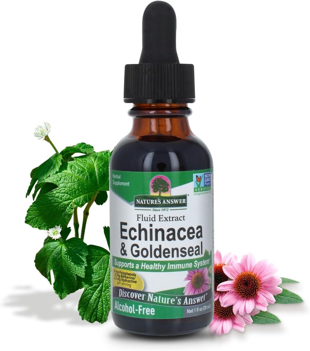 Nature’s Answer Echinacea & Goldenseal Liquid Extract Drops Alcohol Free 1 Ounce | Promotes Overall Wellness | Natural Immune Booster | Inflammatory Reducer