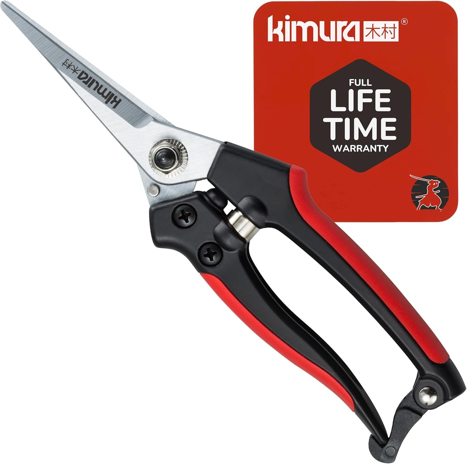 Kimura® 8″ Pro Pruning Scissors, Premium Japanese SK5 Hi-Carbon Steel Blades, Non-Slip Vinyl Coated Handles, Lightweight & Ergonomic, Multi-Tasking Pruning Shears, Garden Snips, Precision Clippers