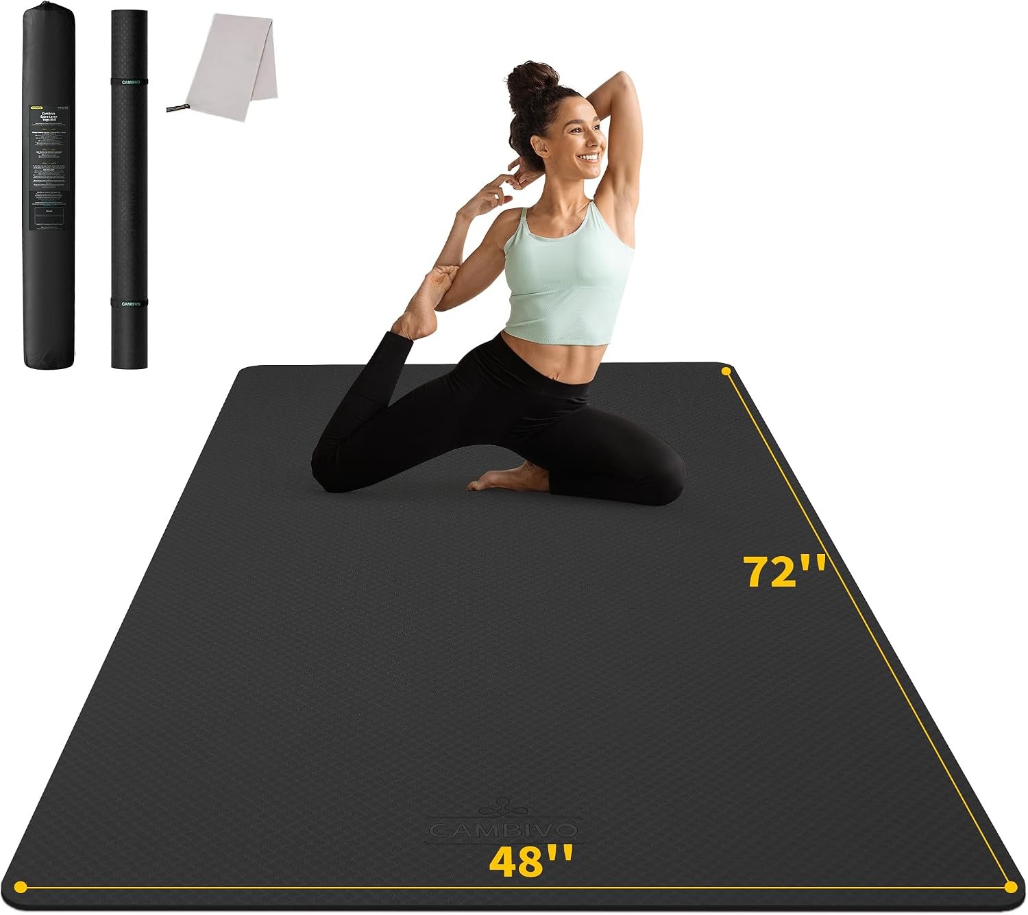 CAMBIVO 72”x48” Large Yoga Mat, Extra Thick TPE Workout Mat