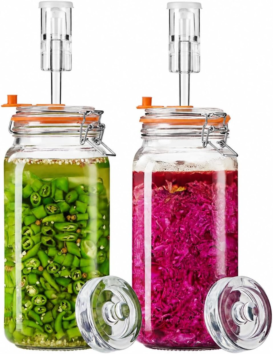 Fermentation Jars, 2L Fermenting Kit With Glass Weights, 2-Pack