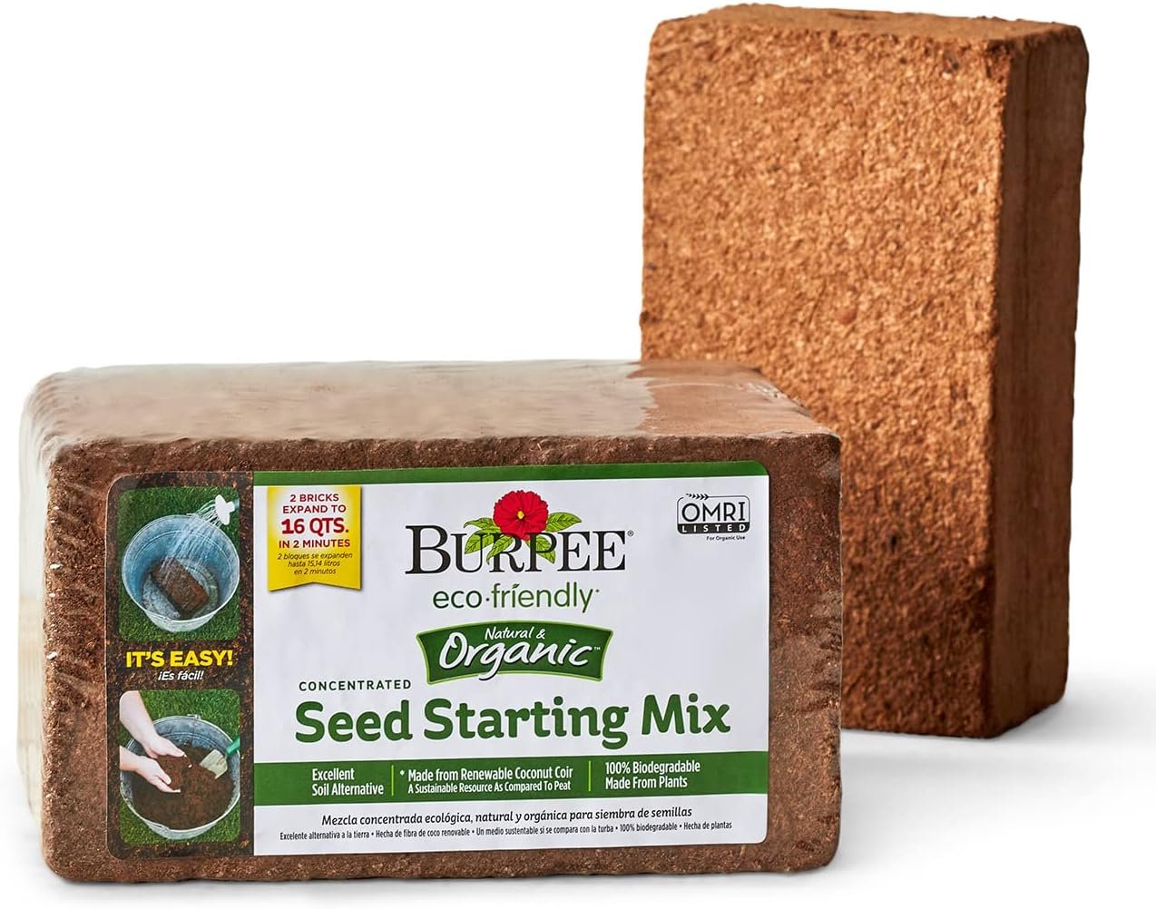 Burpee Organic Coconut Coir Seed Starting Mix, Expands to 16 Quarts