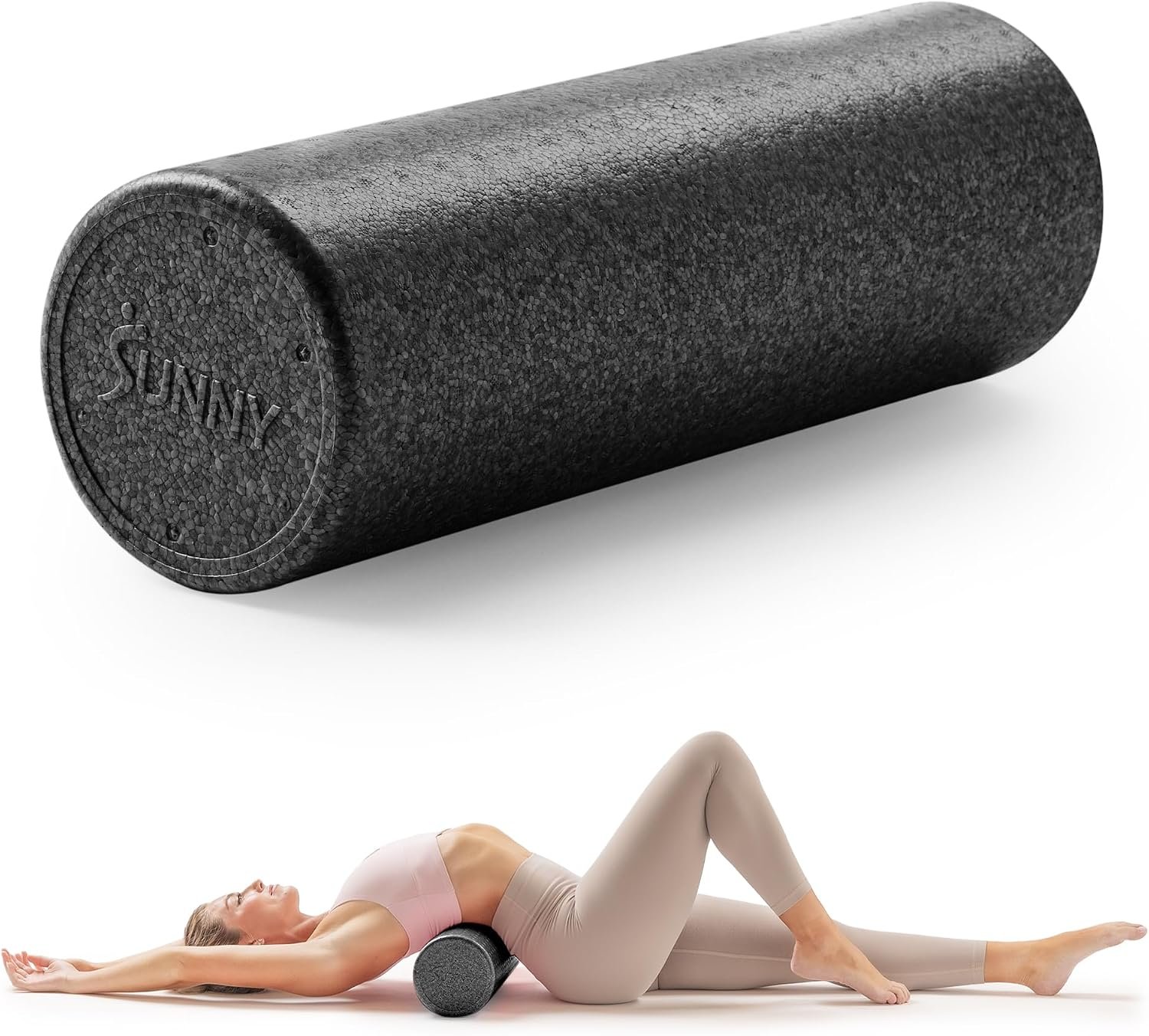 Sunny Health & Fitness 12″ Black High-Density Yoga Foam Roller