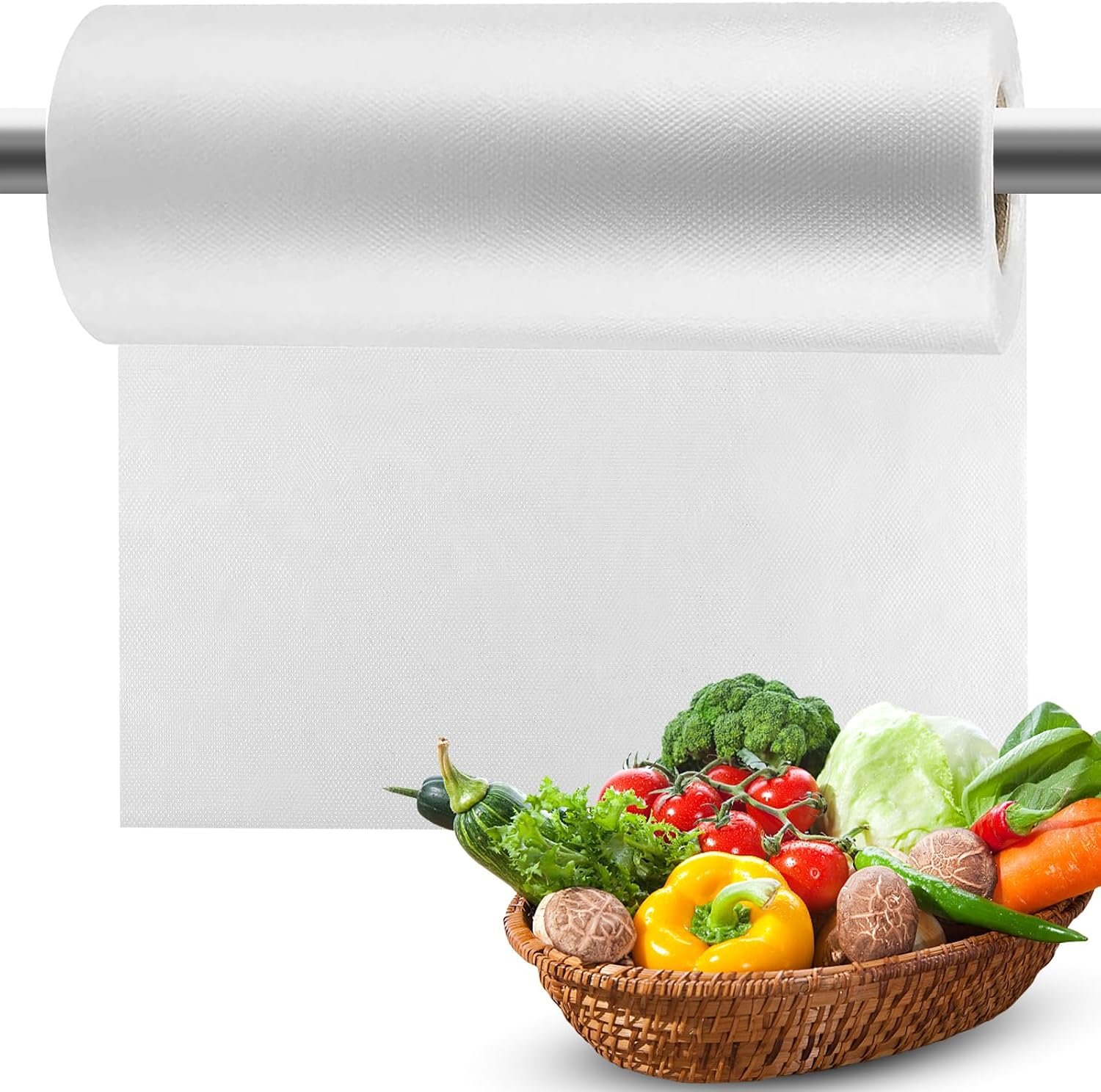 12″x16″ Clear Plastic Produce Bags on a Roll, Food Storage Bags for Vegetable,Fruit and Meat, Kitchen & Refrigerator Storage, 350 Bags per Roll