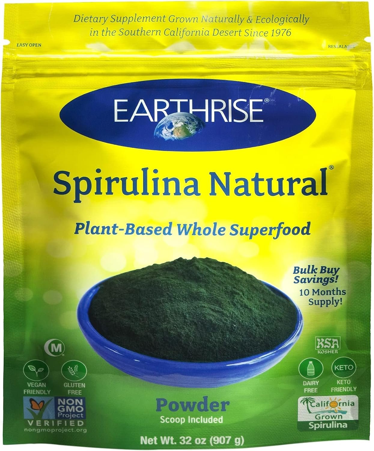 Earthrise Spirulina Natural Powder 32oz (2 LB)