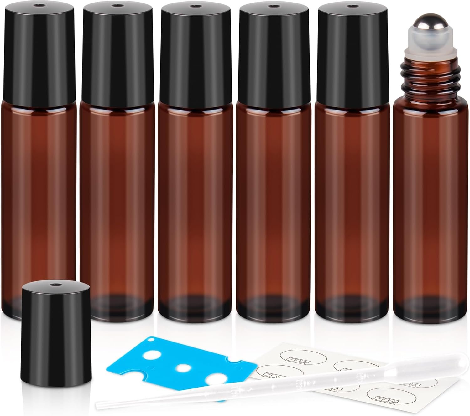 10ml Roller Bottles for Essential Oils, 6Pack Glass Roll on Bottles