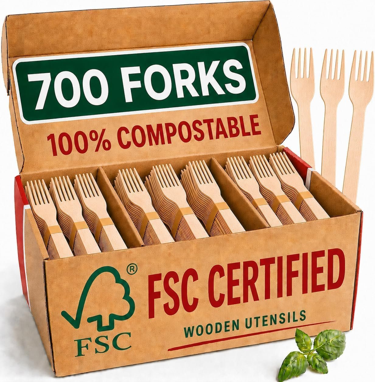 700 Wooden Forks – Wooden Utensils – Disposable Utensils Set – Compostable
