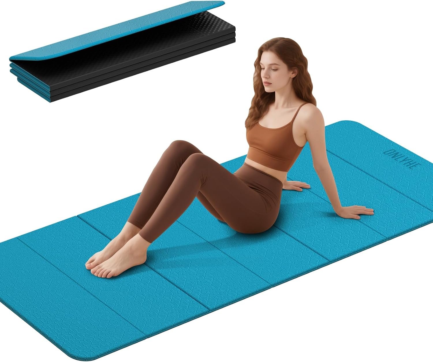 Foldable Yoga Mat 75″x31.5″x0.24″ – Extra Large Lightweight TPE Exercise Mat, Double Non-Slip for Pilates, Home Workouts & Outdoor Use