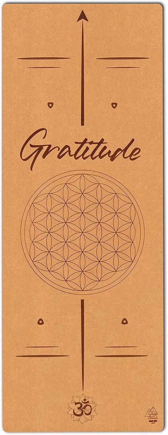 Cork Yoga Mat with Alignment Lines for Yoga, Pilates & Fitness
