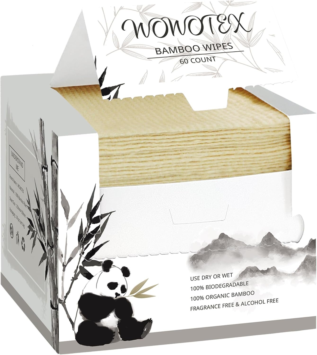 WOWOTEX Bamboo Rayon Disposable Face Towels for Sensitive Skin, 120 Count