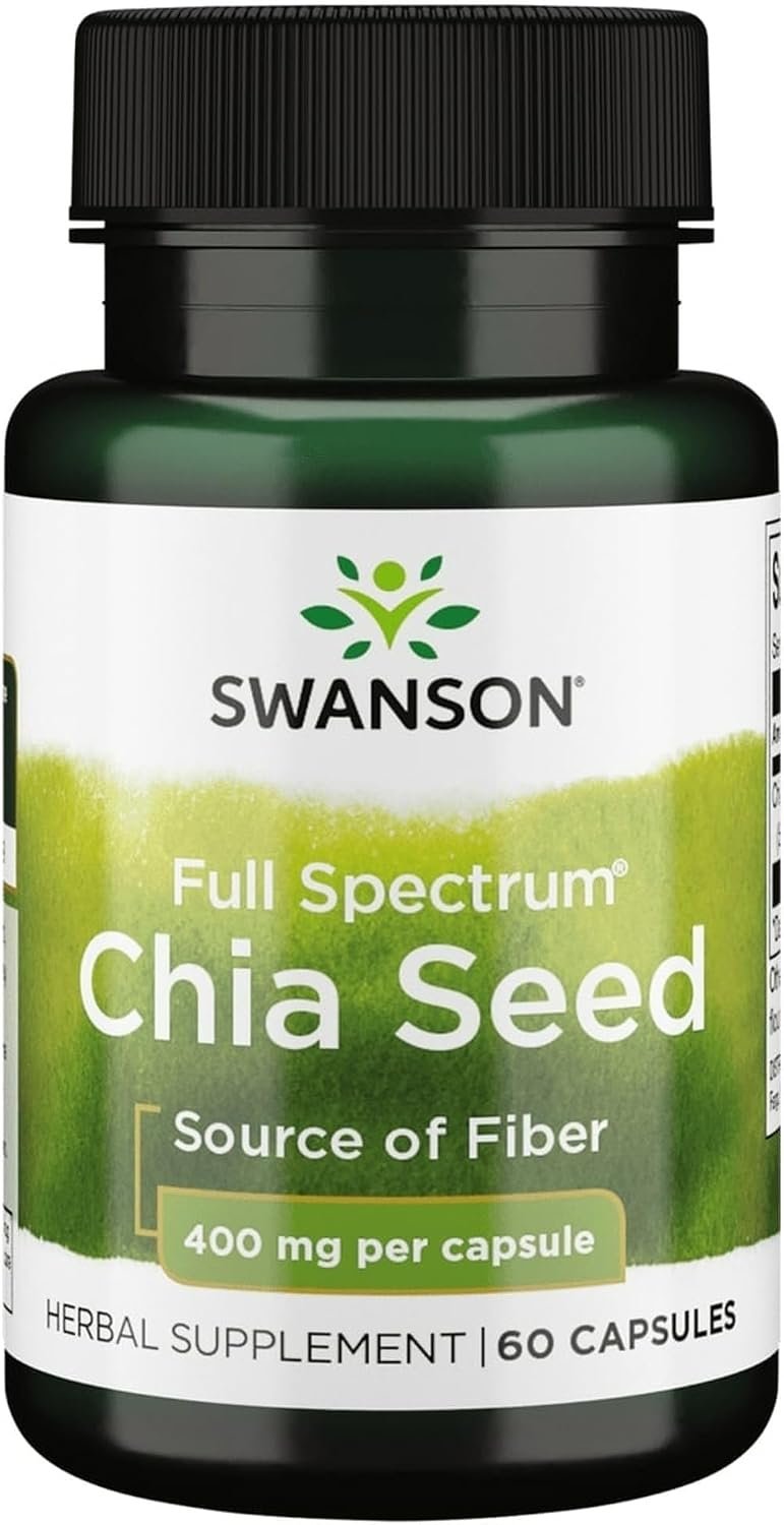 Swanson Full Spectrum Chia Seed 400 mg for Energy, 60 Capsules